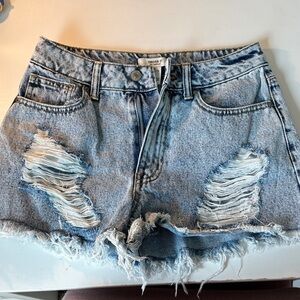 Forever 21 Light Blue Ripped Jean Shorts 26